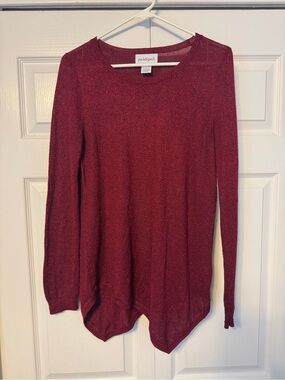Peck & Peck Sparkle Crewneck Sweater in Burgundy